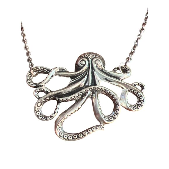 ZAD Silver Tone Octopus Necklace Tentacles Sea Life Nautical Cruise Adj 21" - Picture 2 of 5